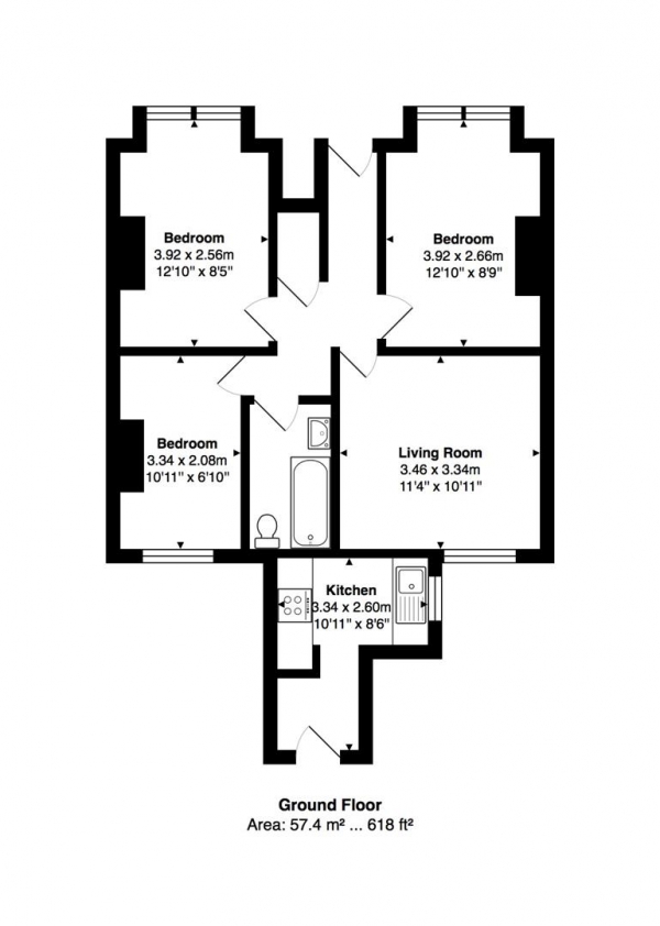 Floor Plan Image for 3 Bedroom Apartment for Sale in Sandown Road, Brighton