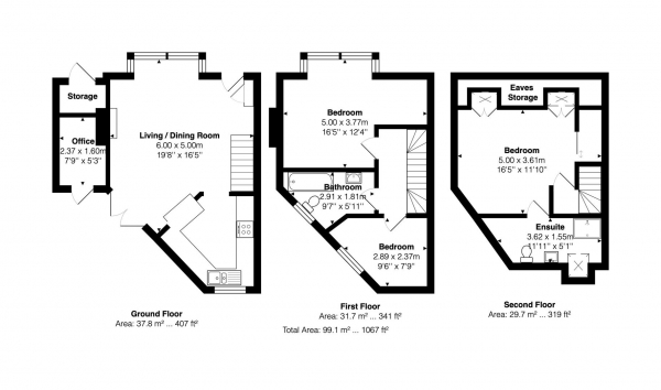 Floor Plan Image for 3 Bedroom Semi-Detached House for Sale in The Drove, Brighton