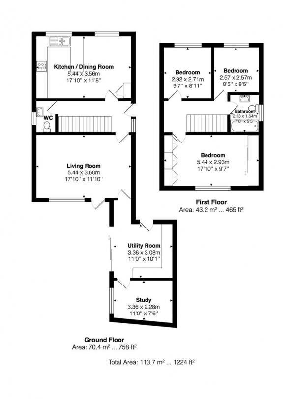 Floor Plan Image for 3 Bedroom Detached House for Sale in Ridge Close, Portslade