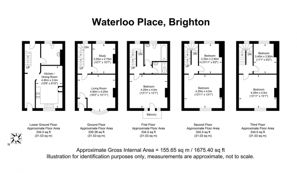 Floor Plan Image for 6 Bedroom Terraced House for Sale in Waterloo Place, Brighton