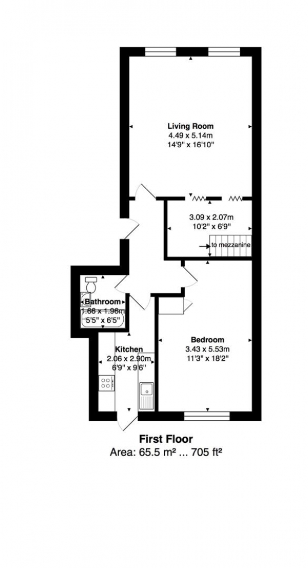 Floor Plan Image for 1 Bedroom Apartment to Rent in Norfolk Terrace, Brighton