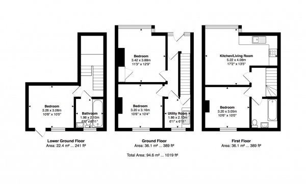 Floor Plan Image for 4 Bedroom Terraced House to Rent in Milner Road, Brighton