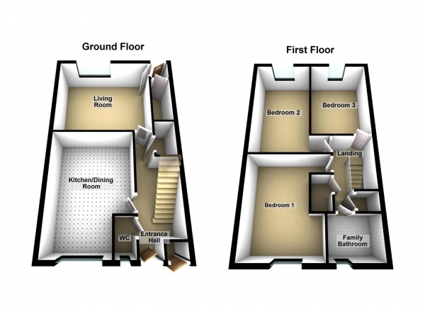 Floor Plan Image for 3 Bedroom Terraced House for Sale in Mandeville, Orton Goldhay, Peterborough