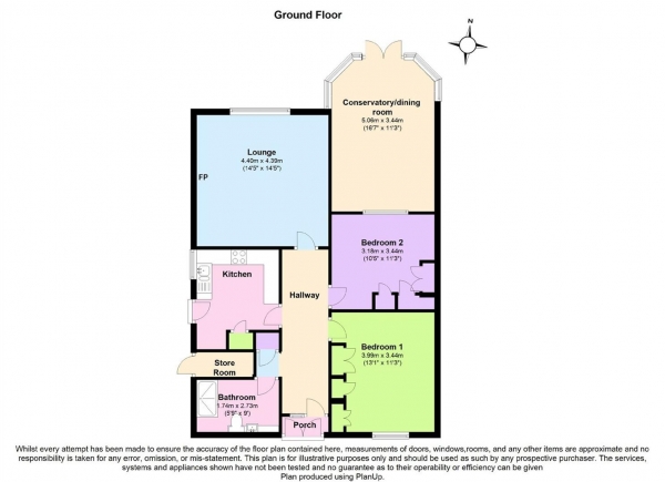 Floor Plan Image for 2 Bedroom Semi-Detached Bungalow for Sale in Nutbrook Avenue, Tile Hill, COVENTRY