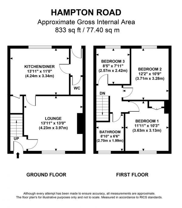 Floor Plan Image for 3 Bedroom End of Terrace House for Sale in Hampton Road, Foleshill, Coventry