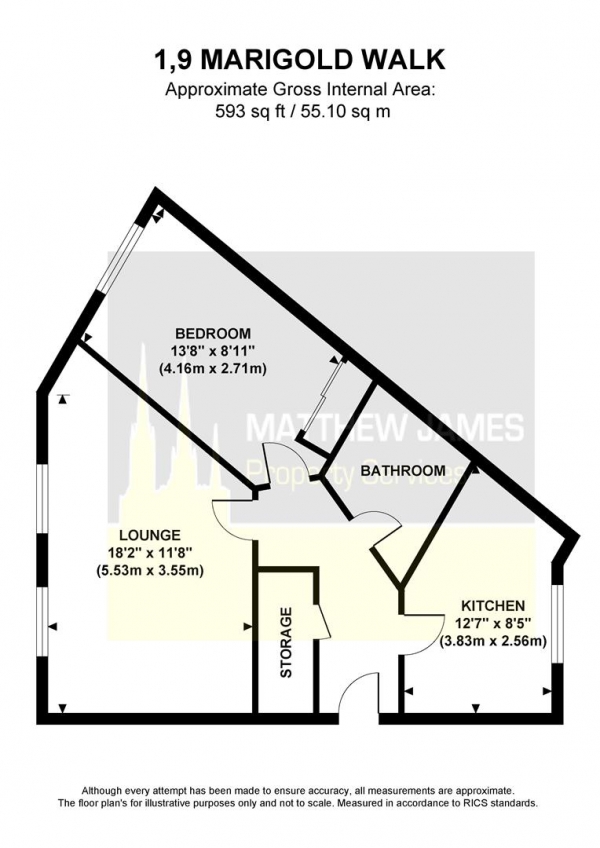 Floor Plan Image for 1 Bedroom Apartment for Sale in Marigold Walk, Nuneaton