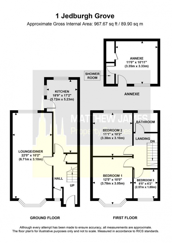 Floor Plan Image for 3 Bedroom End of Terrace House for Sale in Jedburgh Grove, Finham, Coventry