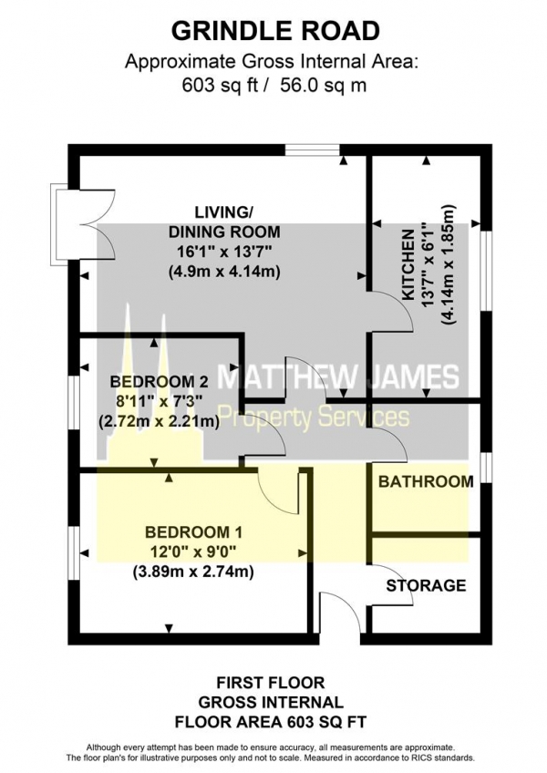 Floor Plan Image for 2 Bedroom Apartment to Rent in Grindle Road, Longford, Coventry