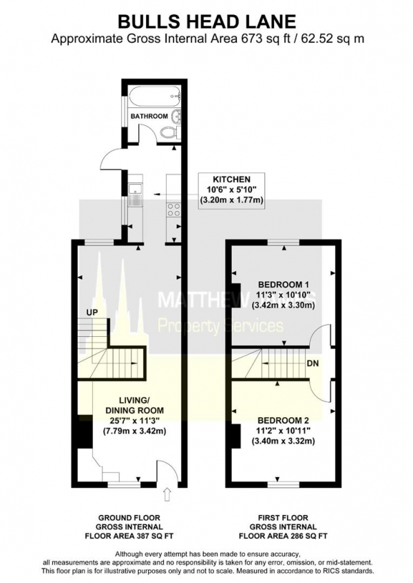 Floor Plan Image for 2 Bedroom End of Terrace House to Rent in Bulls Head Lane, Stoke Green, Coventry