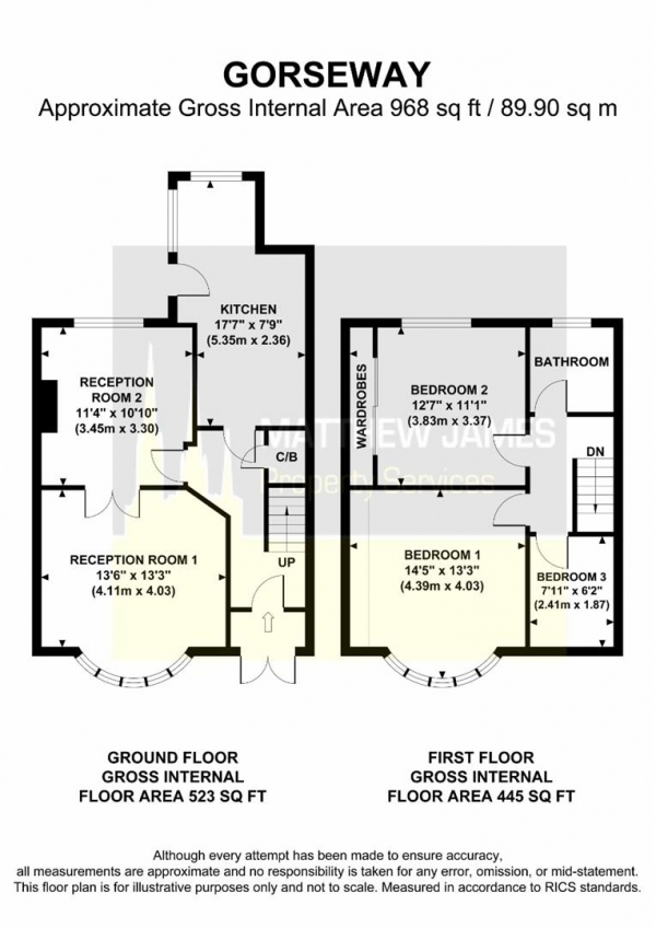 Floor Plan Image for 3 Bedroom End of Terrace House to Rent in Gorseway, Coventry