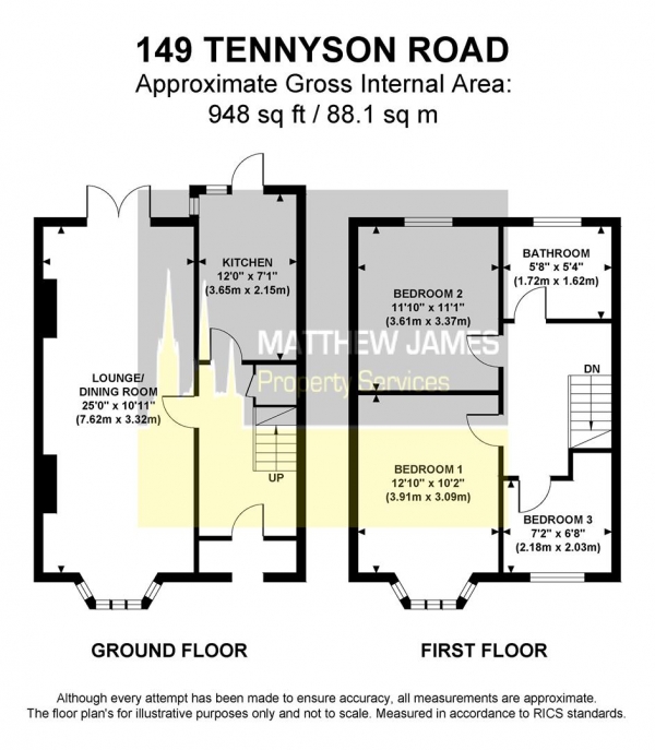 Floor Plan Image for 3 Bedroom End of Terrace House for Sale in Tennyson Road, Coventry