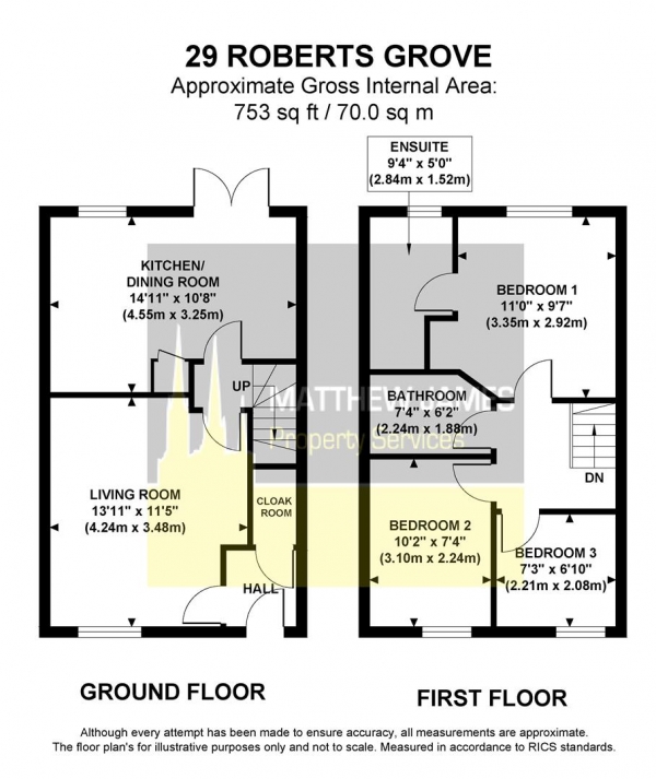 Floor Plan Image for 3 Bedroom End of Terrace House for Sale in Roberts Grove, Coventry