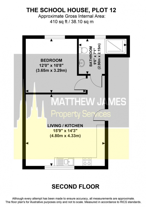 Floor Plan Image for 1 Bedroom Apartment for Sale in St. Peters Road, Rugby