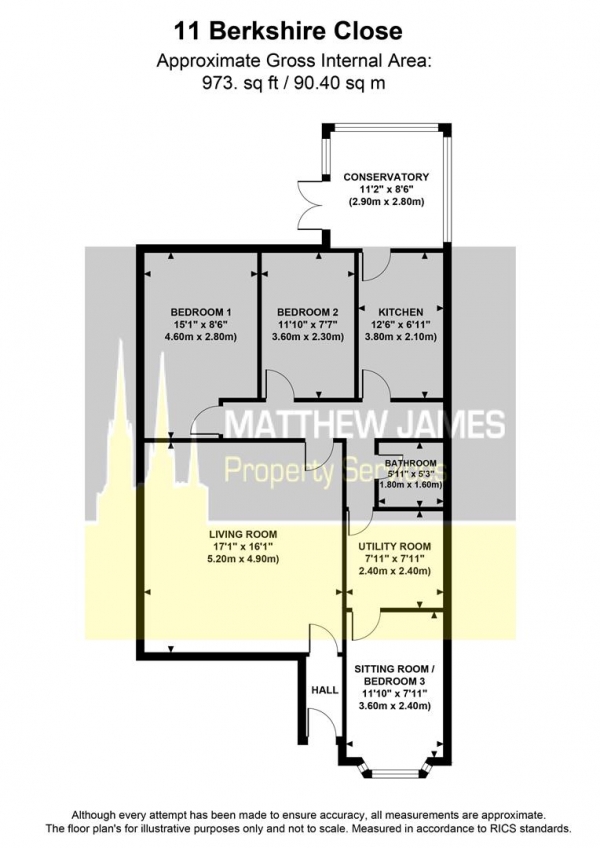 Floor Plan Image for 3 Bedroom Detached Bungalow for Sale in Berkshire Close, Stockingford, Nuneaton