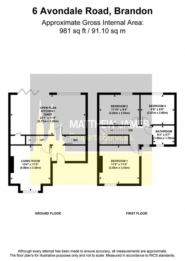 Floor Plan Image for 3 Bedroom Semi-Detached House for Sale in 6 Avondale Road, Brandon, COVENTRY