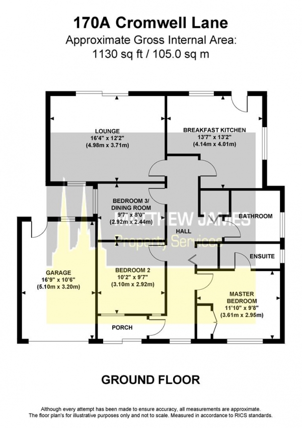 Floor Plan Image for 3 Bedroom Detached Bungalow for Sale in Cromwell Lane, Burton Green, Coventry