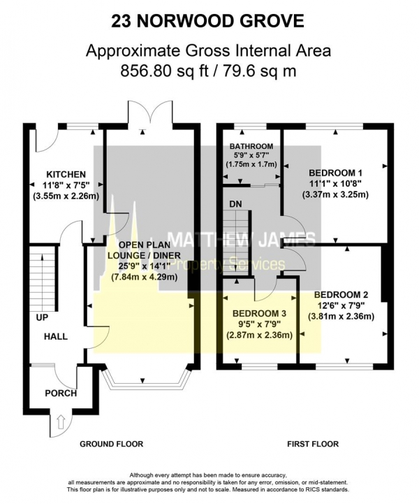 Floor Plan for 3 Bedroom End of Terrace House for Sale in Norwood Grove, Coventry, CV2, 2FR -  &pound164,995