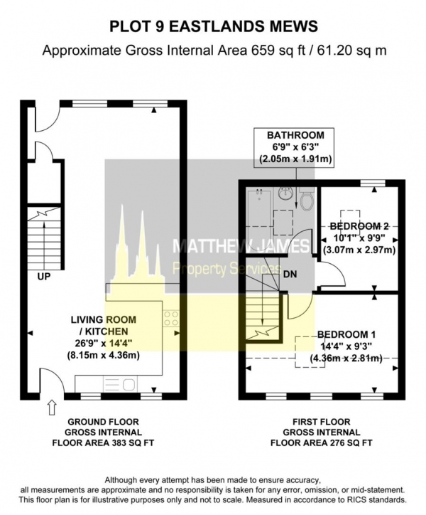 Floor Plan Image for 2 Bedroom Town House for Sale in Bronte Close, Rugby