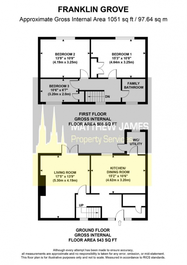 Floor Plan Image for 3 Bedroom Terraced House for Sale in Franklin Grove, Tile Hill, Coventry