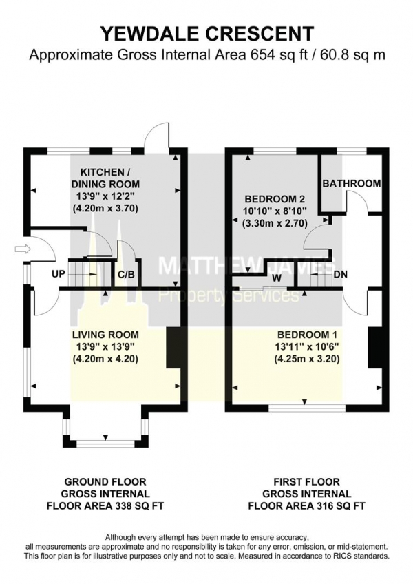 Floor Plan Image for 2 Bedroom Semi-Detached House for Sale in Yewdale Crescent, Potters Green, Coventry