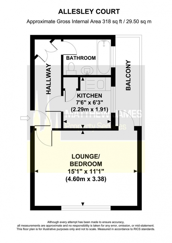 Floor Plan Image for 1 Bedroom Studio for Sale in Allesley Court, Birmingham Road, Allesley Village, CV5