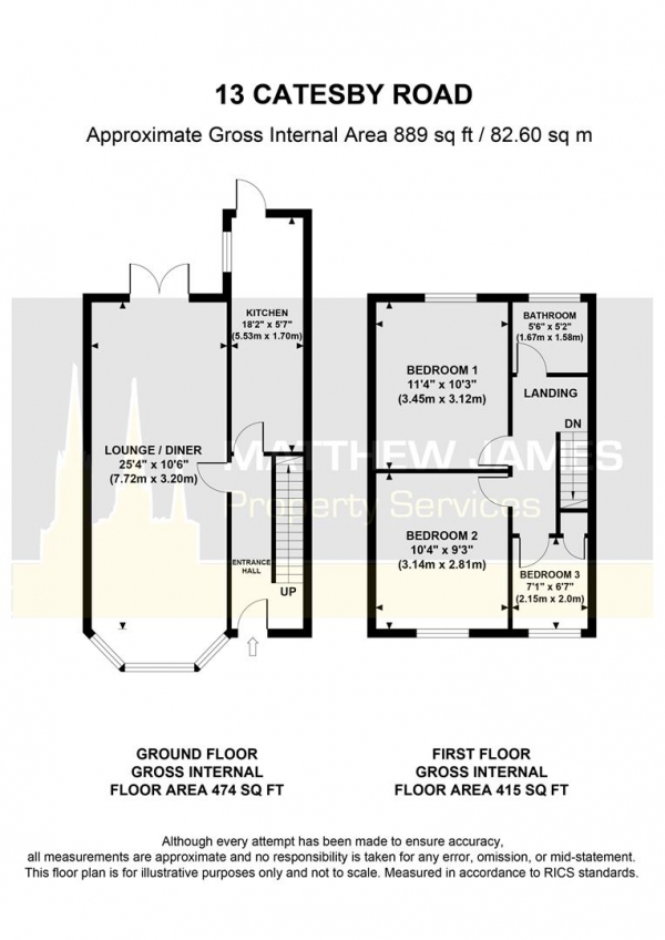 Floor Plan Image for 3 Bedroom Terraced House for Sale in Catesby Road, Radford, Coventry