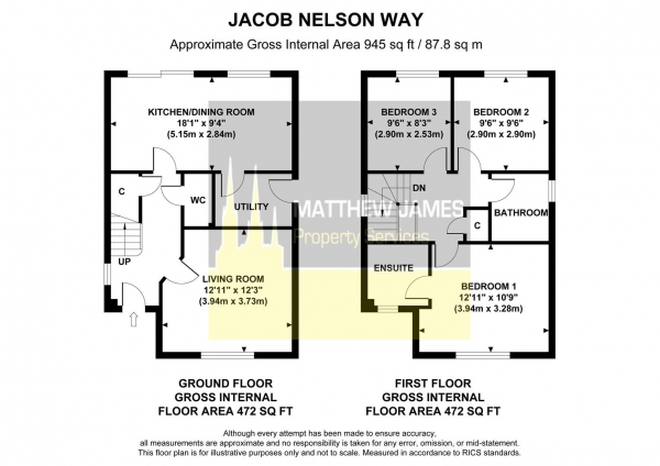 Floor Plan Image for 3 Bedroom Detached House for Sale in Jacob Nelson Way, Shilton Place CV2