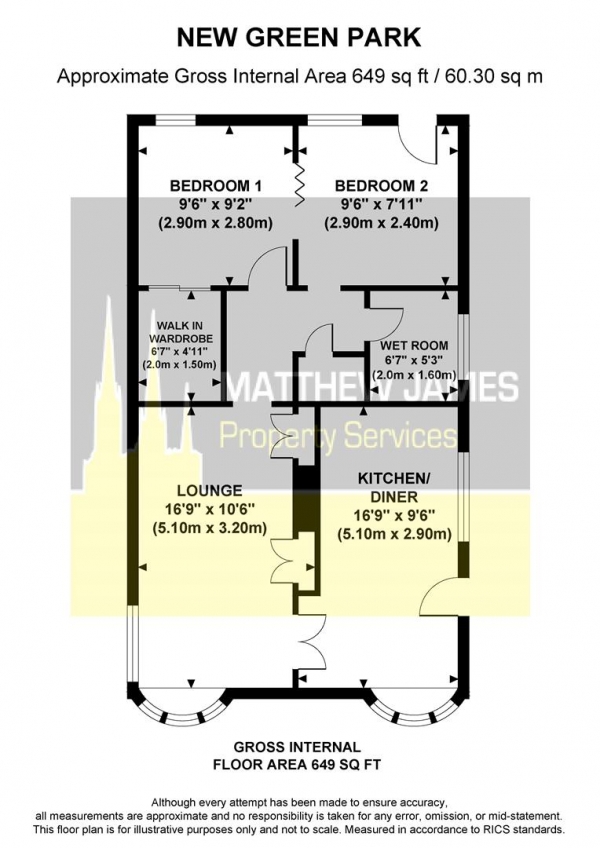 Floor Plan for 2 Bedroom Detached Bungalow for Sale in New Green Park,Wyken Croft, CV2 - DETACHED PARK HOME, CV2, 1HR - Offers Over &pound110,000