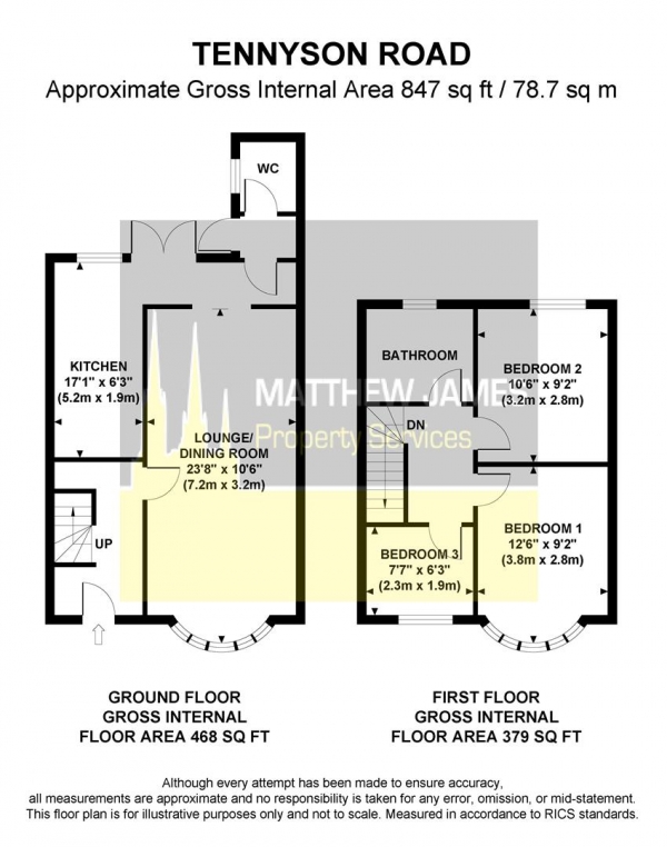 Floor Plan Image for 3 Bedroom Terraced House for Sale in Tennyson Road, Coventry, CV2, No Chain