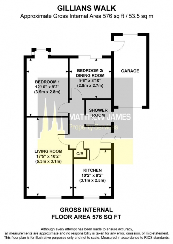 Floor Plan Image for 2 Bedroom Semi-Detached Bungalow for Sale in Gillians Walk, Coventry - No Chain