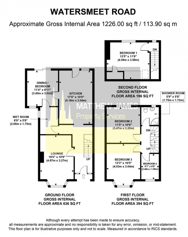 Floor Plan Image for 4 Bedroom End of Terrace House for Sale in Watersmeet Road, CV2 - FOUR / FIVE Bedrooms