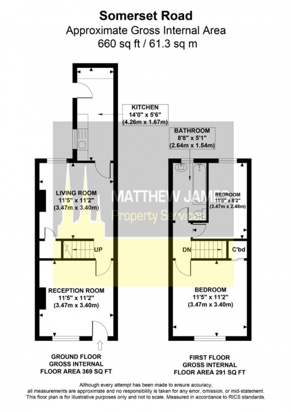 Floor Plan for 2 Bedroom Terraced House for Sale in Somerset Road, Coventry, CV1, 4EE -  &pound135,000