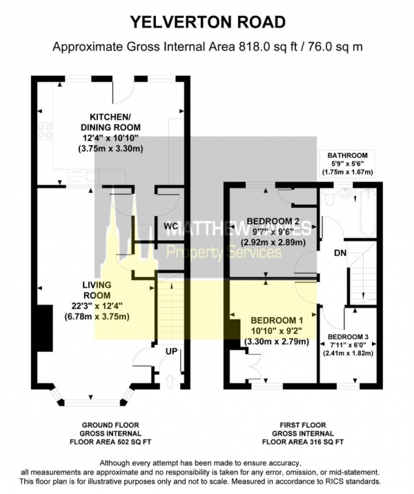 Floor Plan Image for 3 Bedroom Terraced House for Sale in Yelverton Road, Radford, Coventry