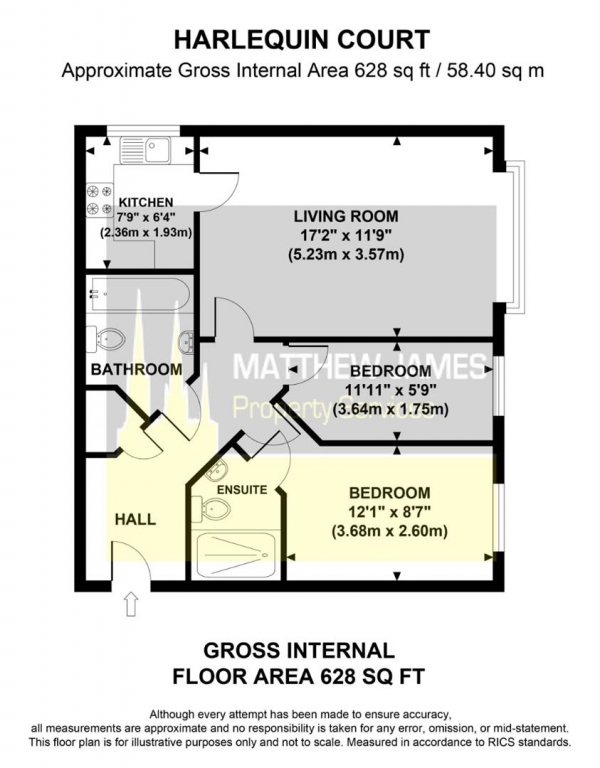 Floor Plan Image for 2 Bedroom Apartment for Sale in Harlequin Court, 11 The Avenue, Whitley, Coventry