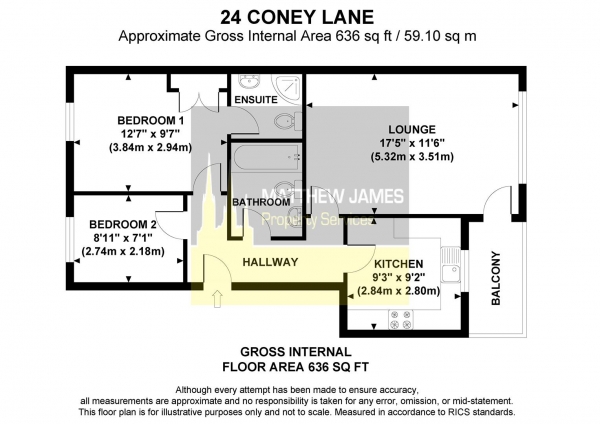 Floor Plan Image for 2 Bedroom Flat for Sale in Coney Lane, Longford, Coventry