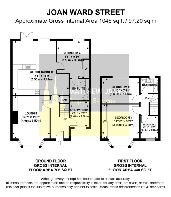 Floor Plan Image for 4 Bedroom End of Terrace House for Sale in Joan Ward Street, Extended Four Bed, CV3