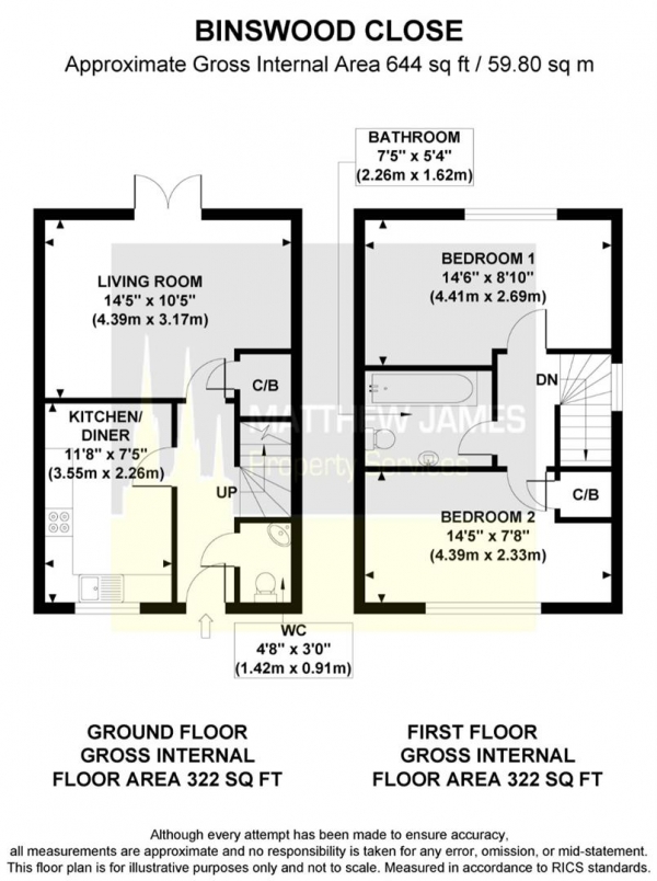 Floor Plan Image for 2 Bedroom End of Terrace House for Sale in Binswood Close, Coventry