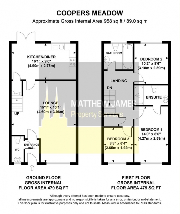 Floor Plan Image for 3 Bedroom Semi-Detached House for Sale in Coopers Meadow, Keresley End, Coventry