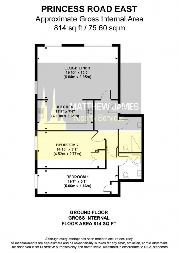 Floor Plan Image for 2 Bedroom Apartment for Sale in Princess Road East, Leicester