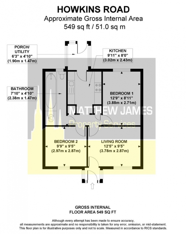 Floor Plan Image for 2 Bedroom Terraced Bungalow for Sale in Howkins Road, Brownsover, Rugby