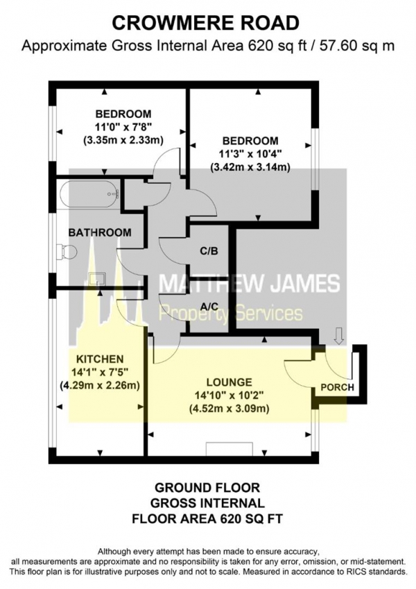 Floor Plan Image for 2 Bedroom Flat for Sale in Crowmere Road, Walsgrave, Coventry