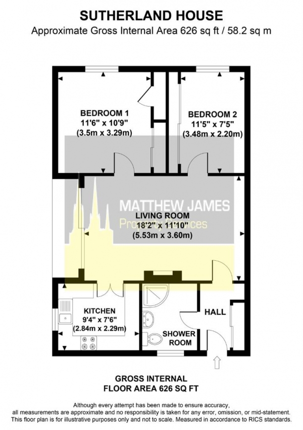 Floor Plan Image for 2 Bedroom Flat for Sale in Sutherland Avenue, Mount Nod, Coventry