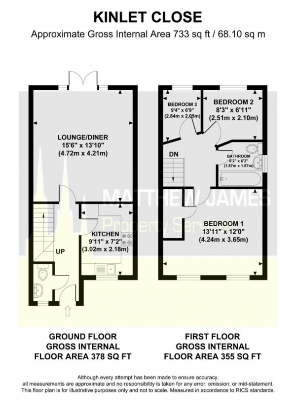 Floor Plan Image for 3 Bedroom End of Terrace House for Sale in Kinlet Close, Coventry