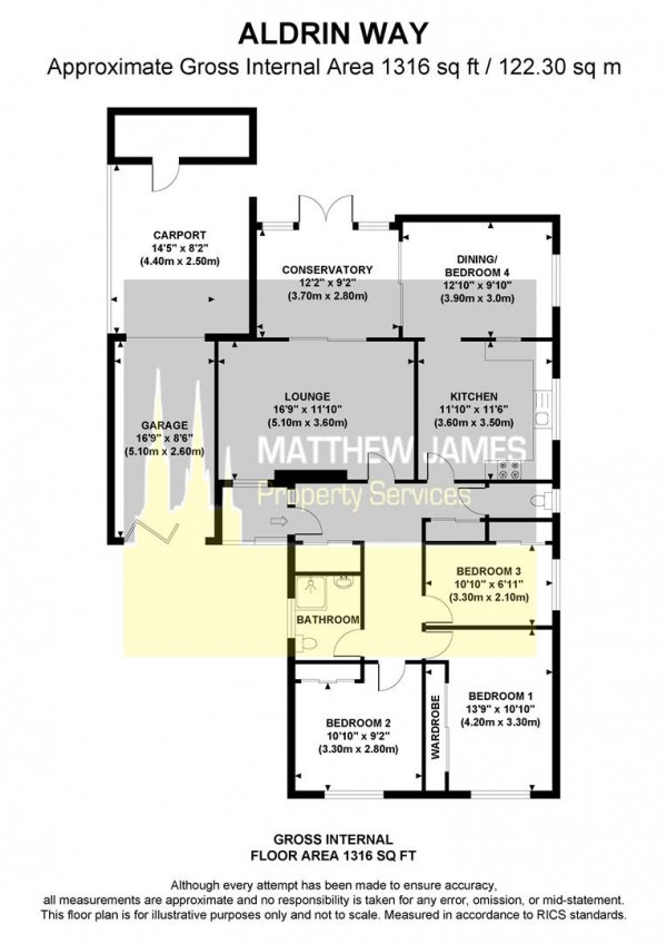 Floor Plan Image for 4 Bedroom Detached Bungalow for Sale in Aldrin Way, Cannon Park, CV4