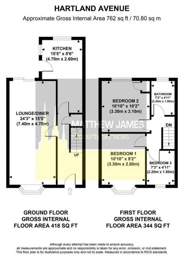 Floor Plan Image for 3 Bedroom End of Terrace House for Sale in Hartland Avenue, Wyken - No Chain