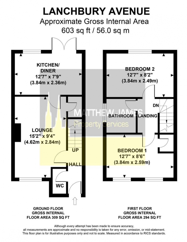 Floor Plan for 2 Bedroom Semi-Detached House for Sale in Lanchbury Avenue, CV6 - 25% Market Discount, CV6, 7PH - Fixed Price &pound135,000