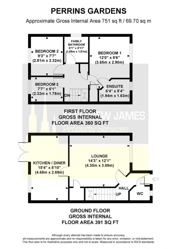 Floor Plan Image for 3 Bedroom Semi-Detached House for Sale in Perrins Gardens, Little Heath, CV6,Coventry