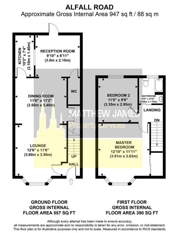 Floor Plan for 2 Bedroom Terraced House for Sale in Alfall Road, CV2, CV2, 3GG -  &pound159,995