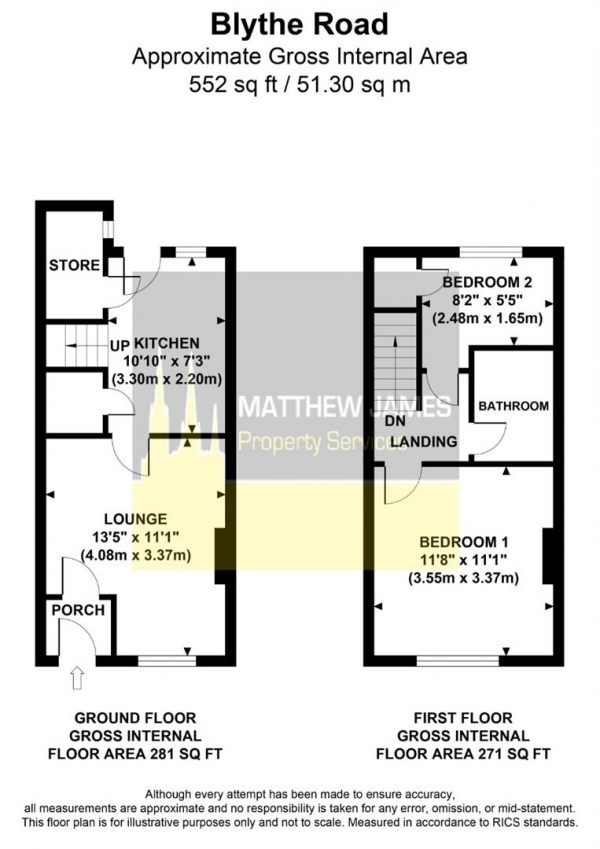 Floor Plan for 2 Bedroom Terraced House for Sale in Blythe Road, Coventry, CV1, 5AU -  &pound140,000