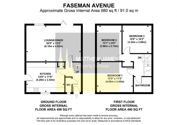 Floor Plan Image for 3 Bedroom End of Terrace House for Sale in Faseman Avenue, Coventry, CV4 - No Onwards Chain